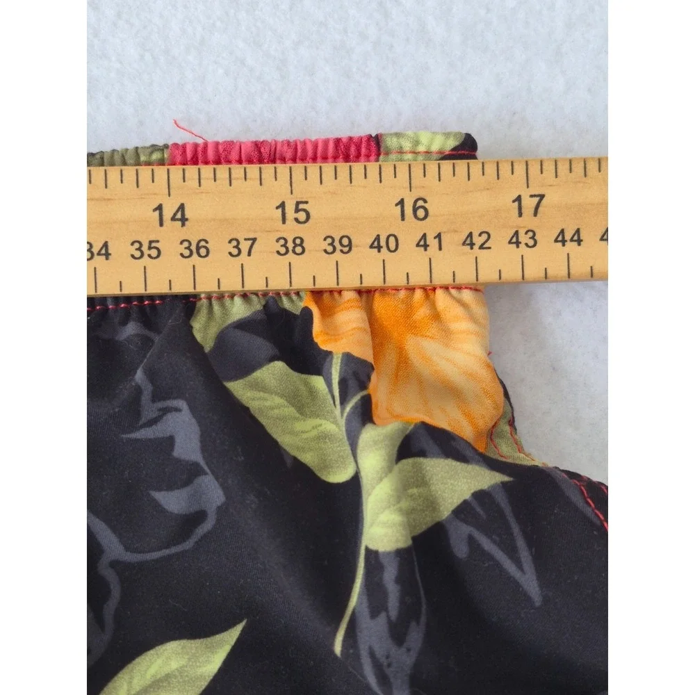 Sand N Sun Tropical Floral Swim Trunks Mens‎ Size M Black Hawaiian Board Shorts